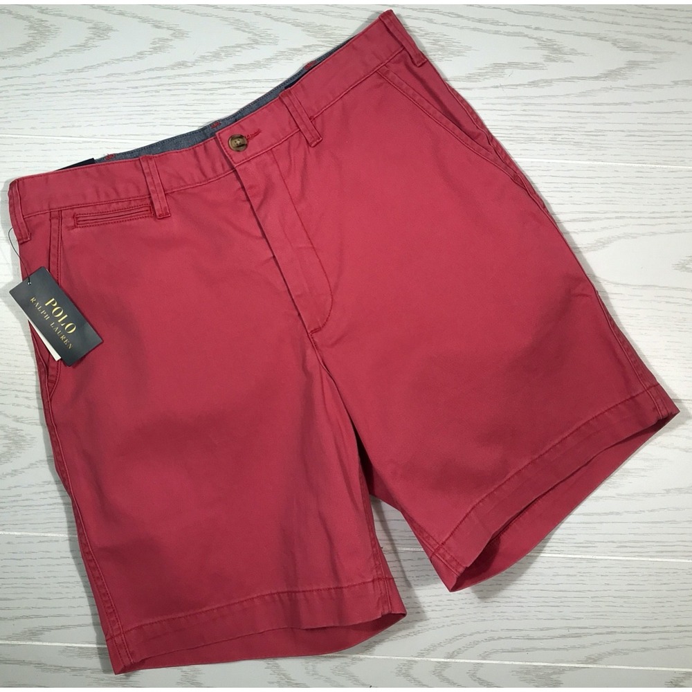 Red Polo Ralph Lauren Chino Shorts Men 30 Relaxed Fit Cotton Preppy 8 Inseam New